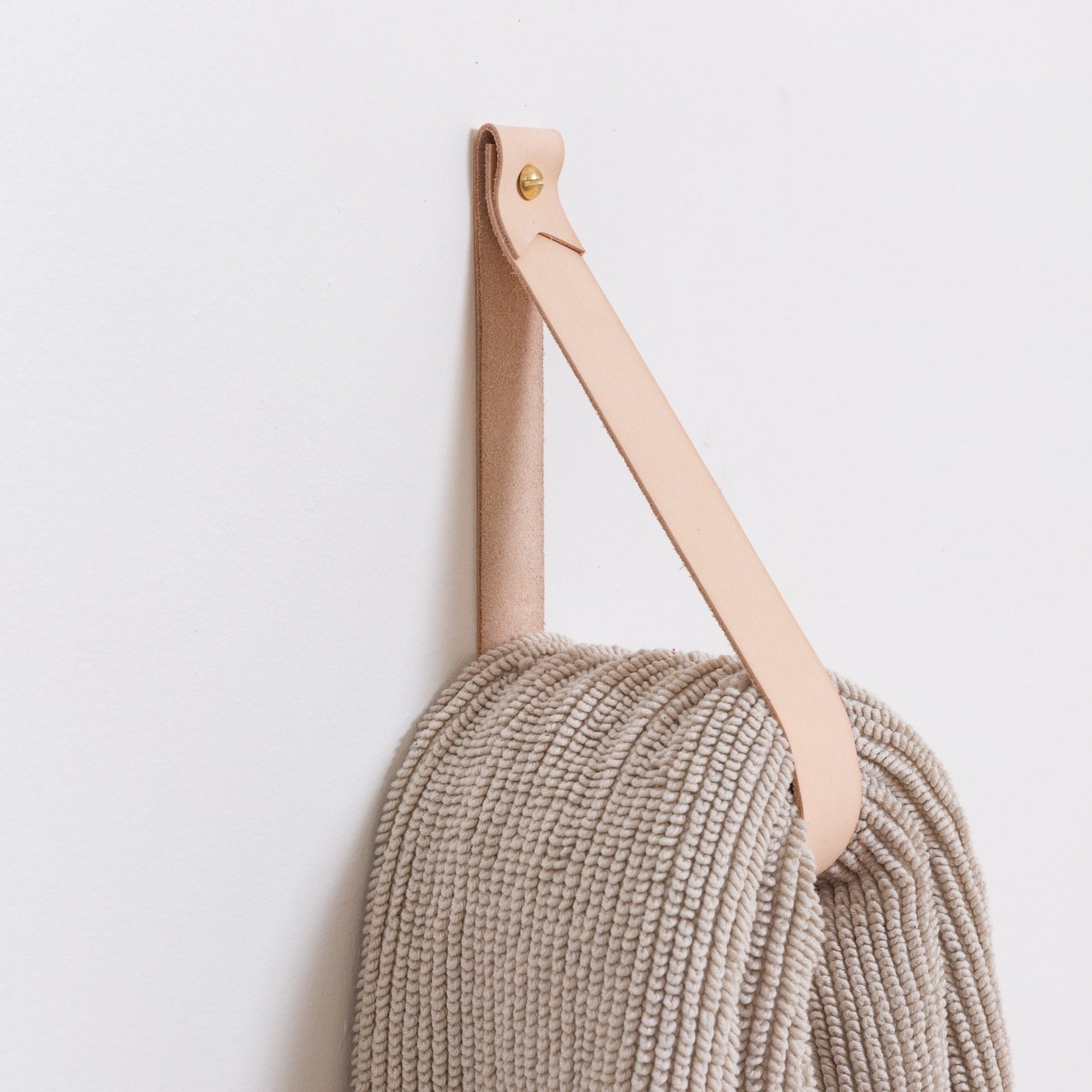 KEYAIIRA - Small Leather Wall Hook, wall hanging strap towel hook