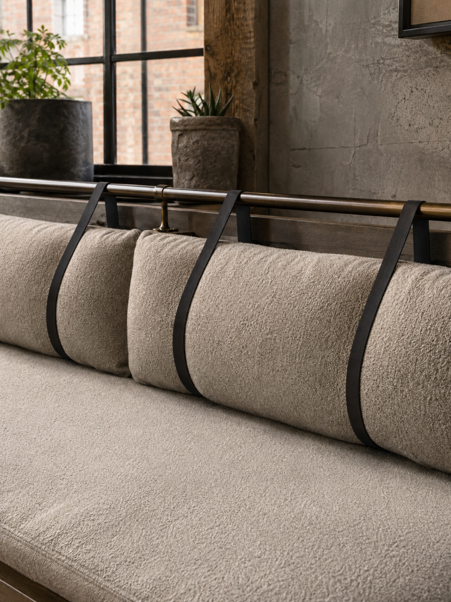 Custom Leather Cushion Railing Straps [Standard Width]
