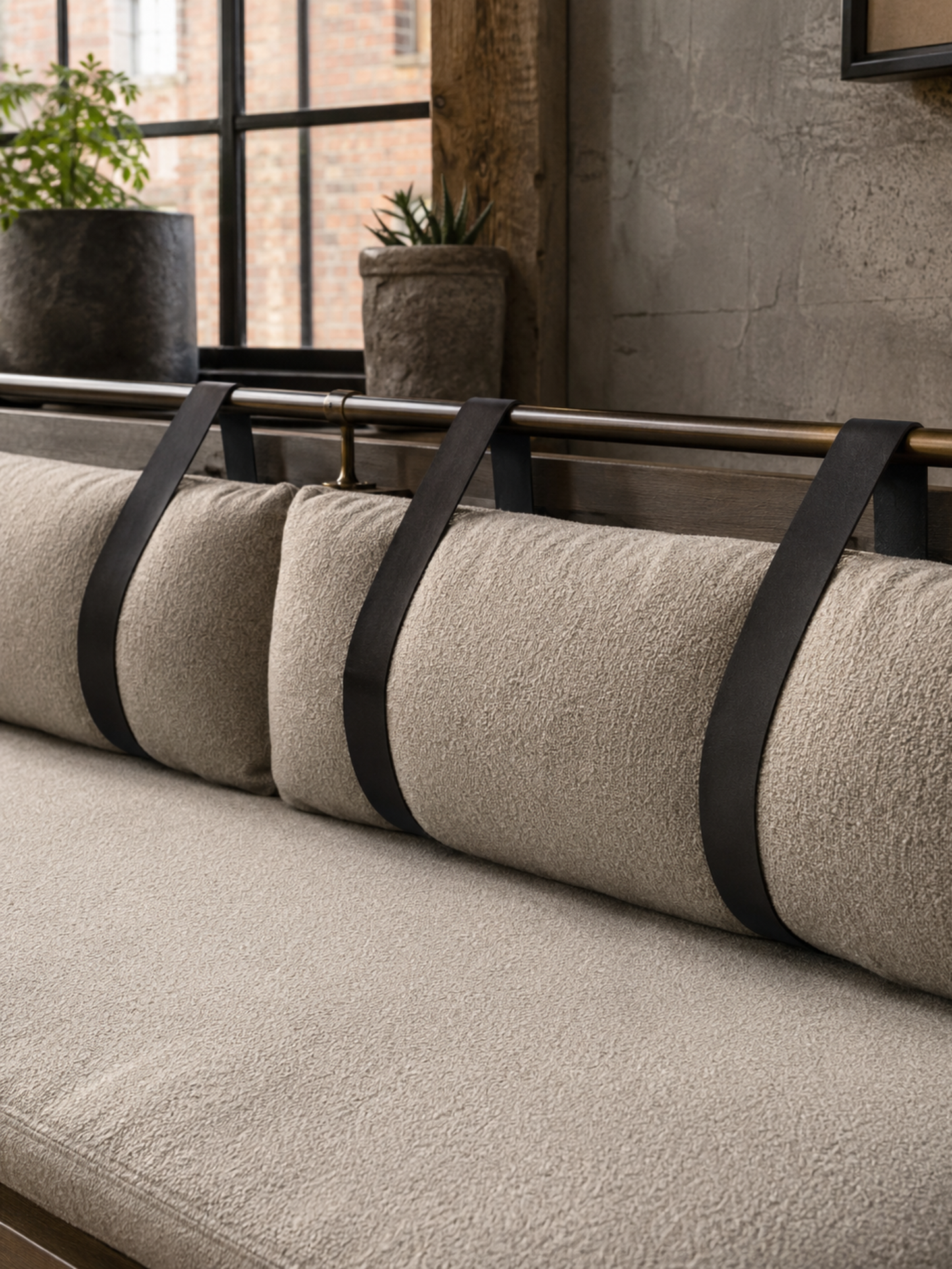 Custom Leather Cushion Railing Straps [Wide]