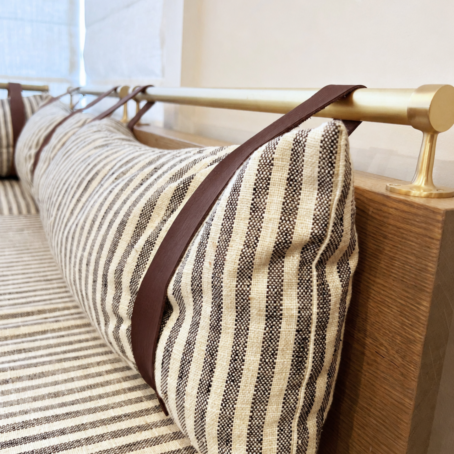 Custom Leather Cushion Railing Straps [Wide]