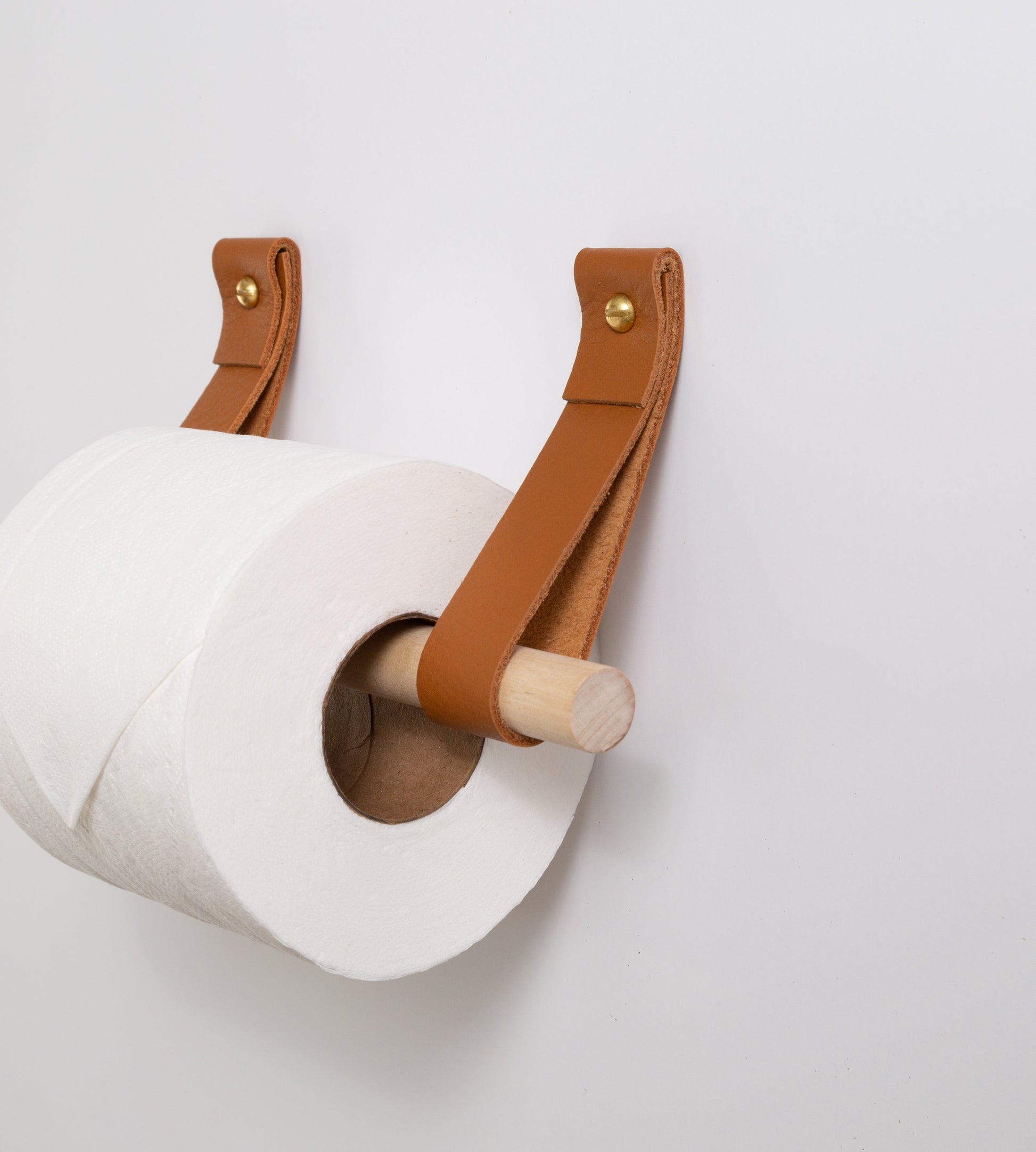 Leatherette and Oak Toilet Paper Holder