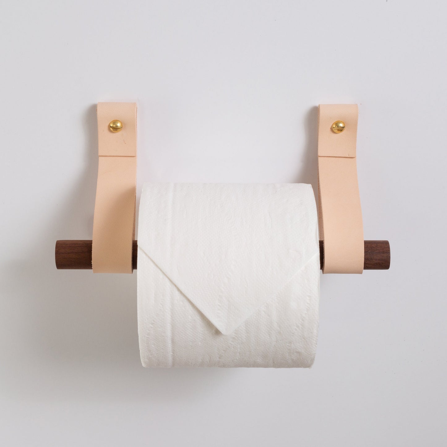 Leather Toilet Paper Holder Kit With Wood Dowel Walnut or Birch