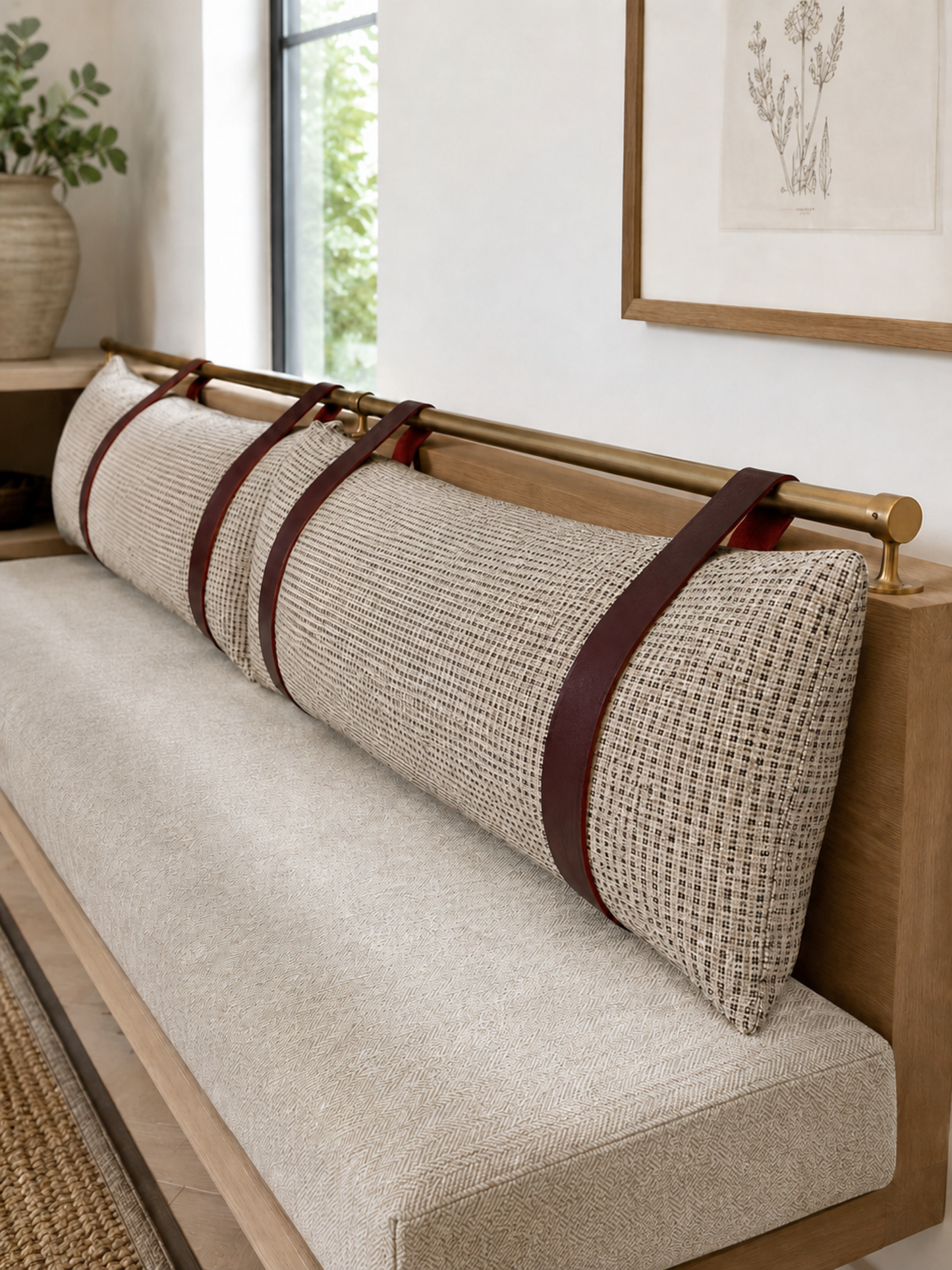 Custom Leather Cushion Railing Straps [Wide]