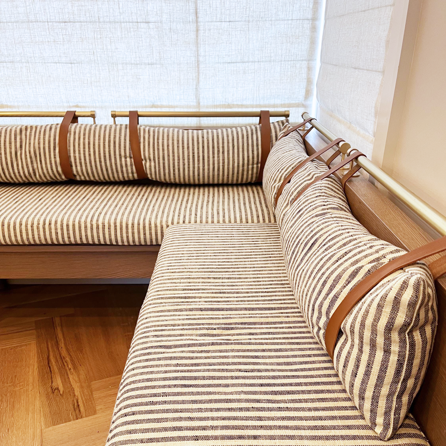 Custom Leather Cushion Railing Straps [Wide]