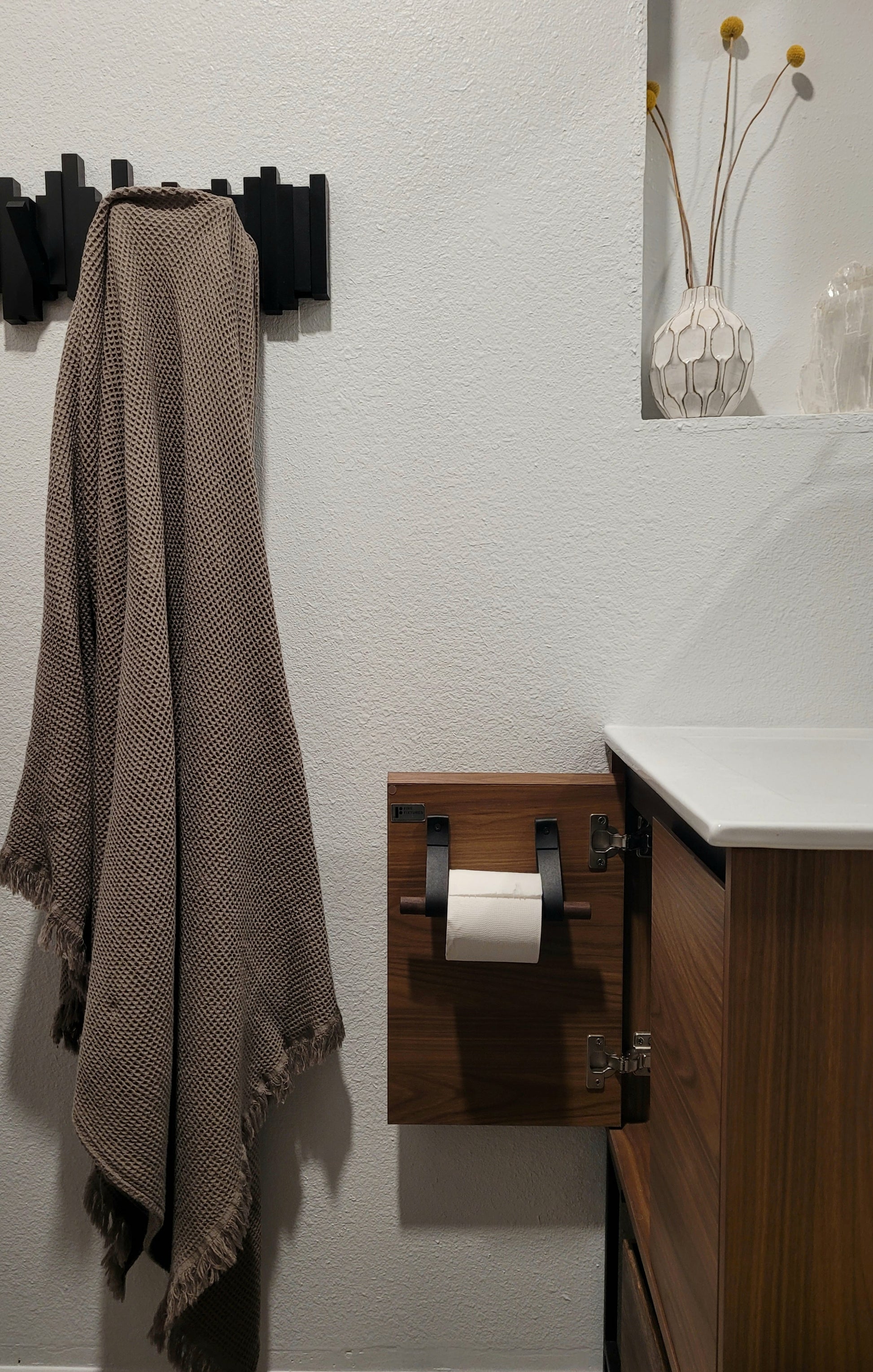 Kristina Dam Studio - Dowel Toilet paper holder, stainless steel / walnut