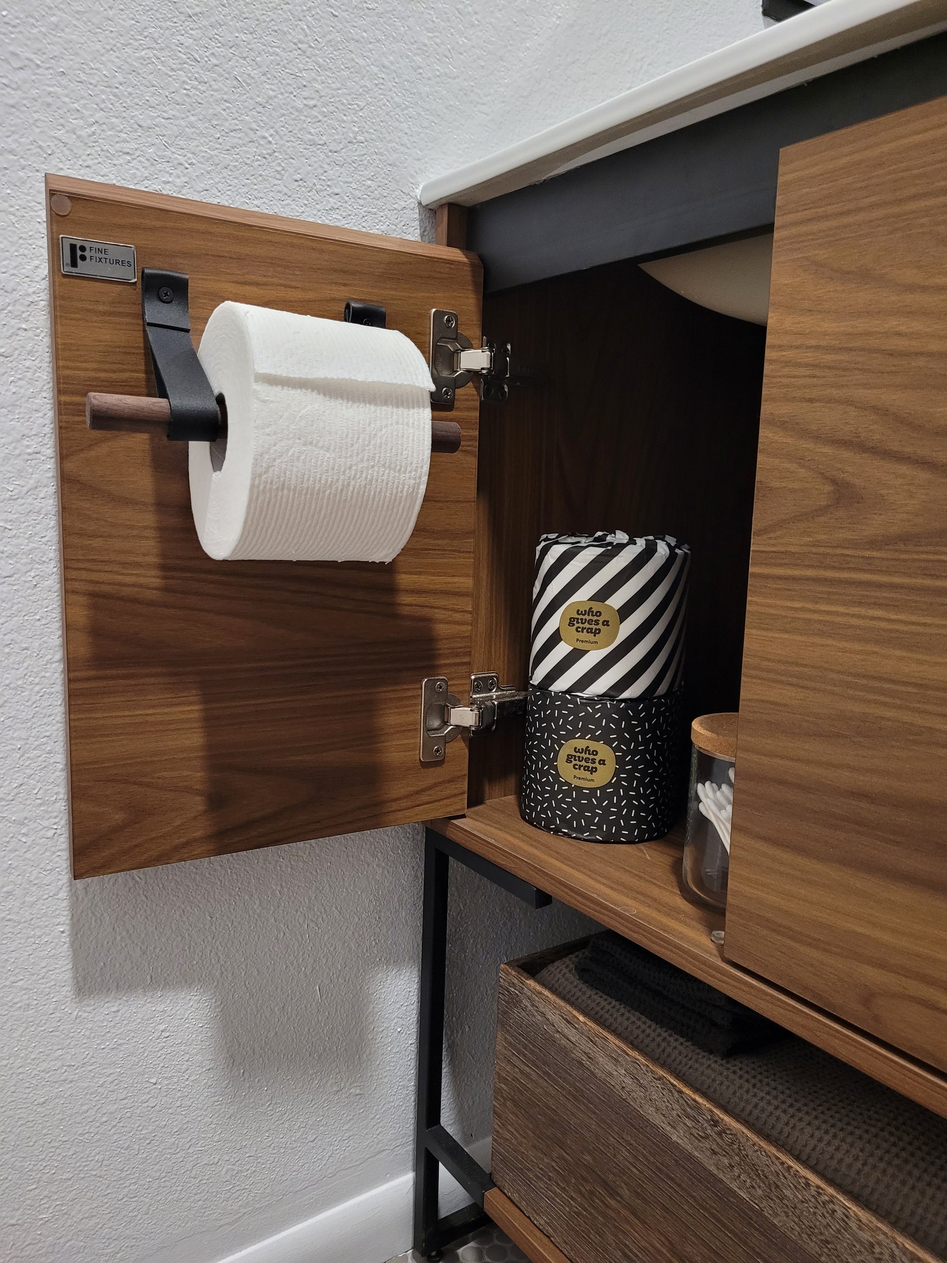 Wood & Leather Paper Towel Holder