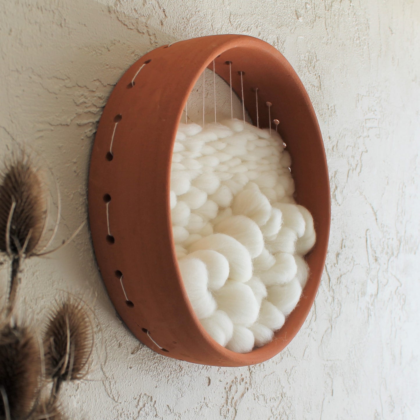 Terracotta & Wool Fiber Wall Sculpture