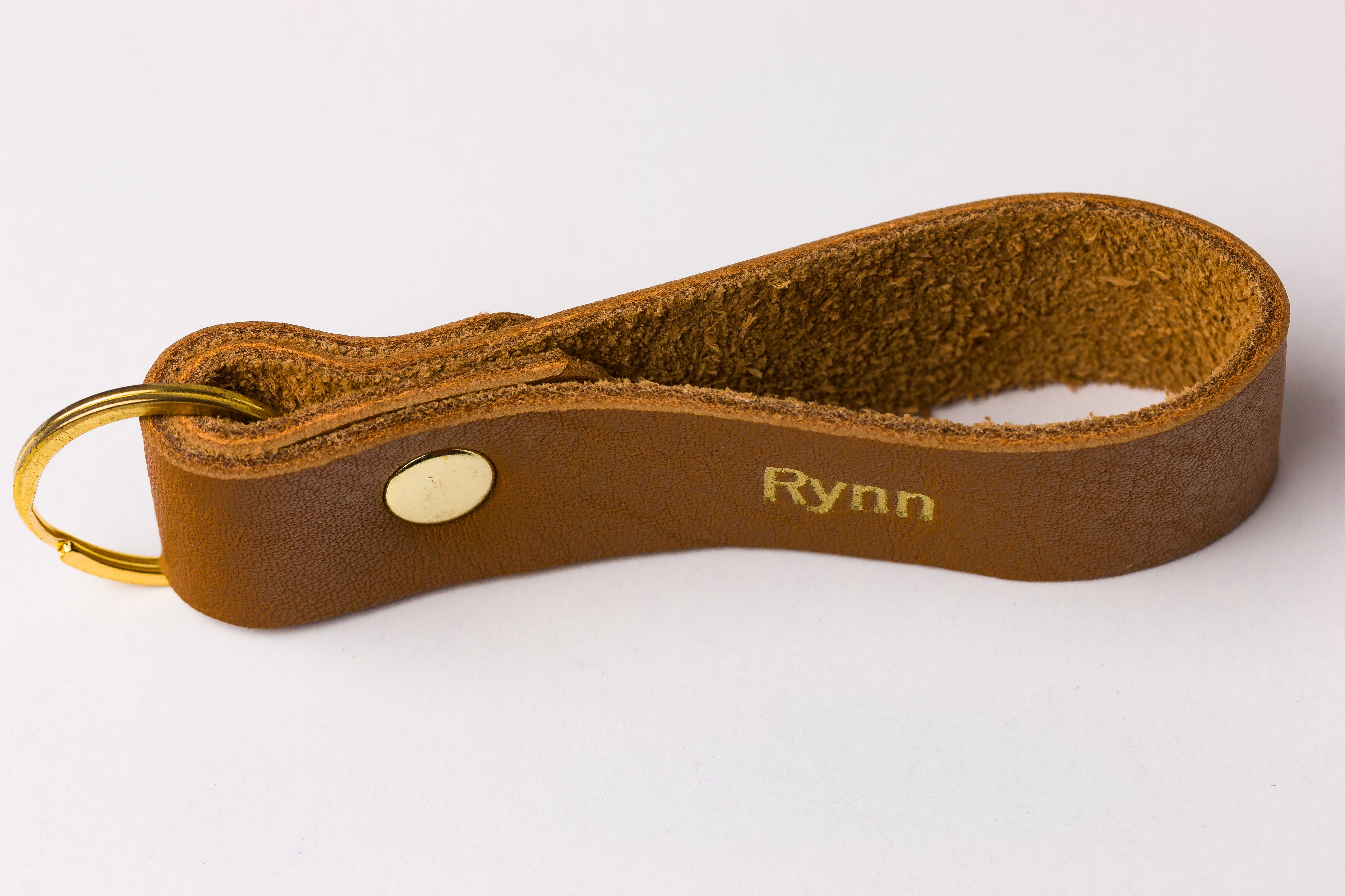 Loop Closure Keychain Personalized Thick Leather Loop Keychain | 14k gold or imprinted ...