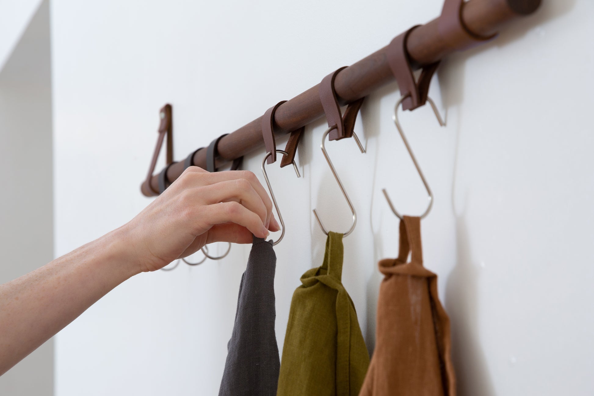 Metal Hooks & Leather Loops  Modern Home Decor Accents & Storage
